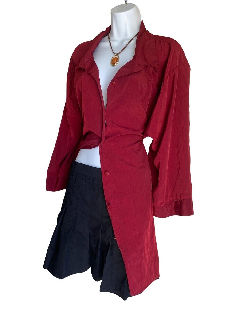 VTG A Personal Touch Plus 7X Burgundy Tunic Blouse Button Up Whimsigoth Goth - Picture 2 of 4